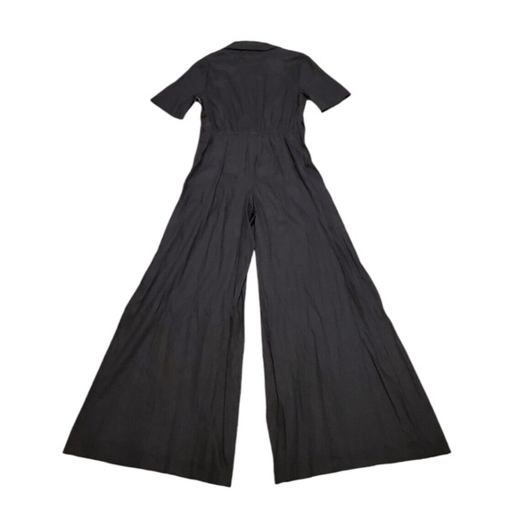 Vince Camuto Black Wide Leg Linen Jumpsuit Short Sleeve Party Work Women Size 4 - Picture 2 of 4